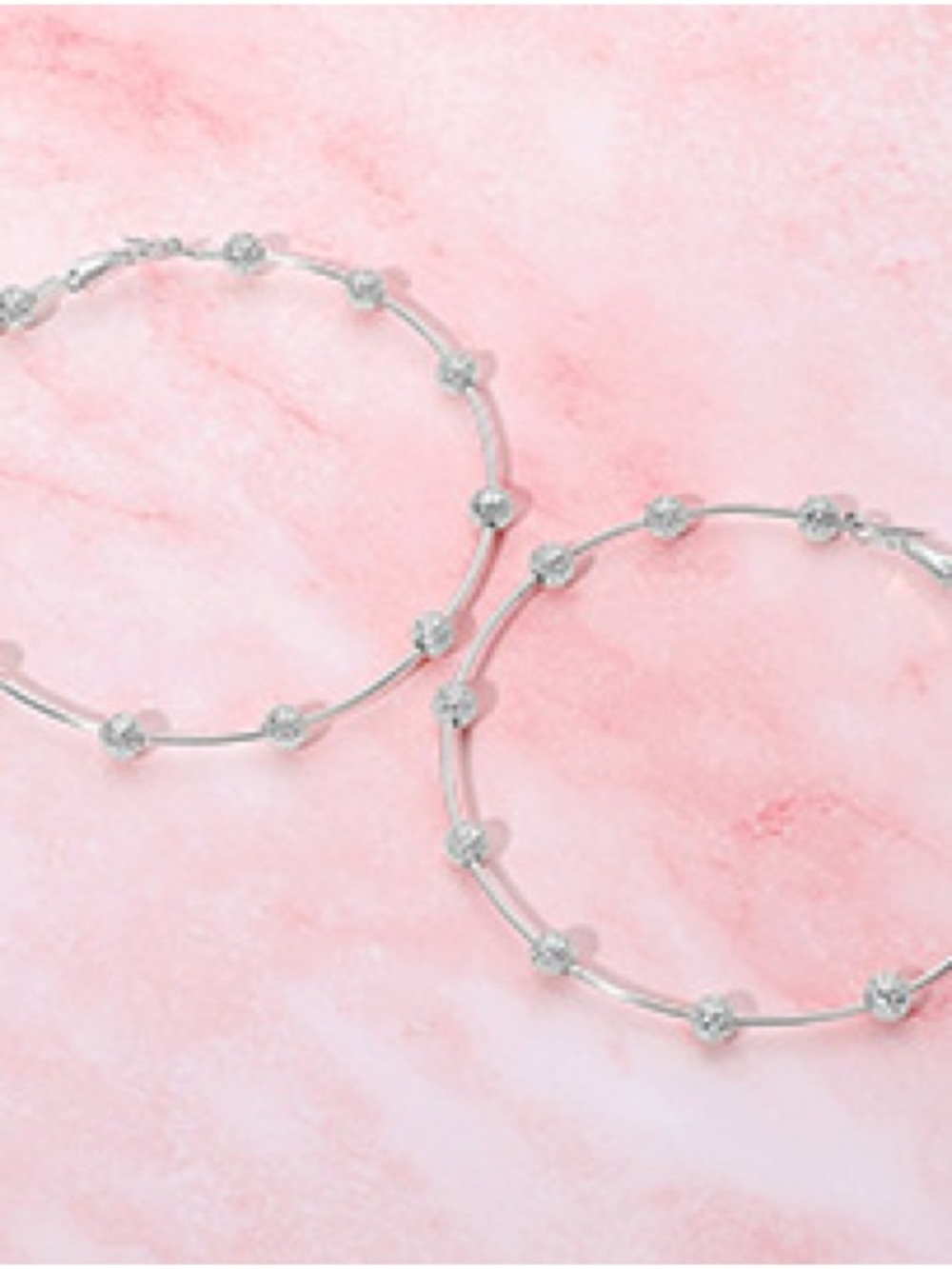 Silver Crystal Bead Hoop Earrings - Women Jewelry